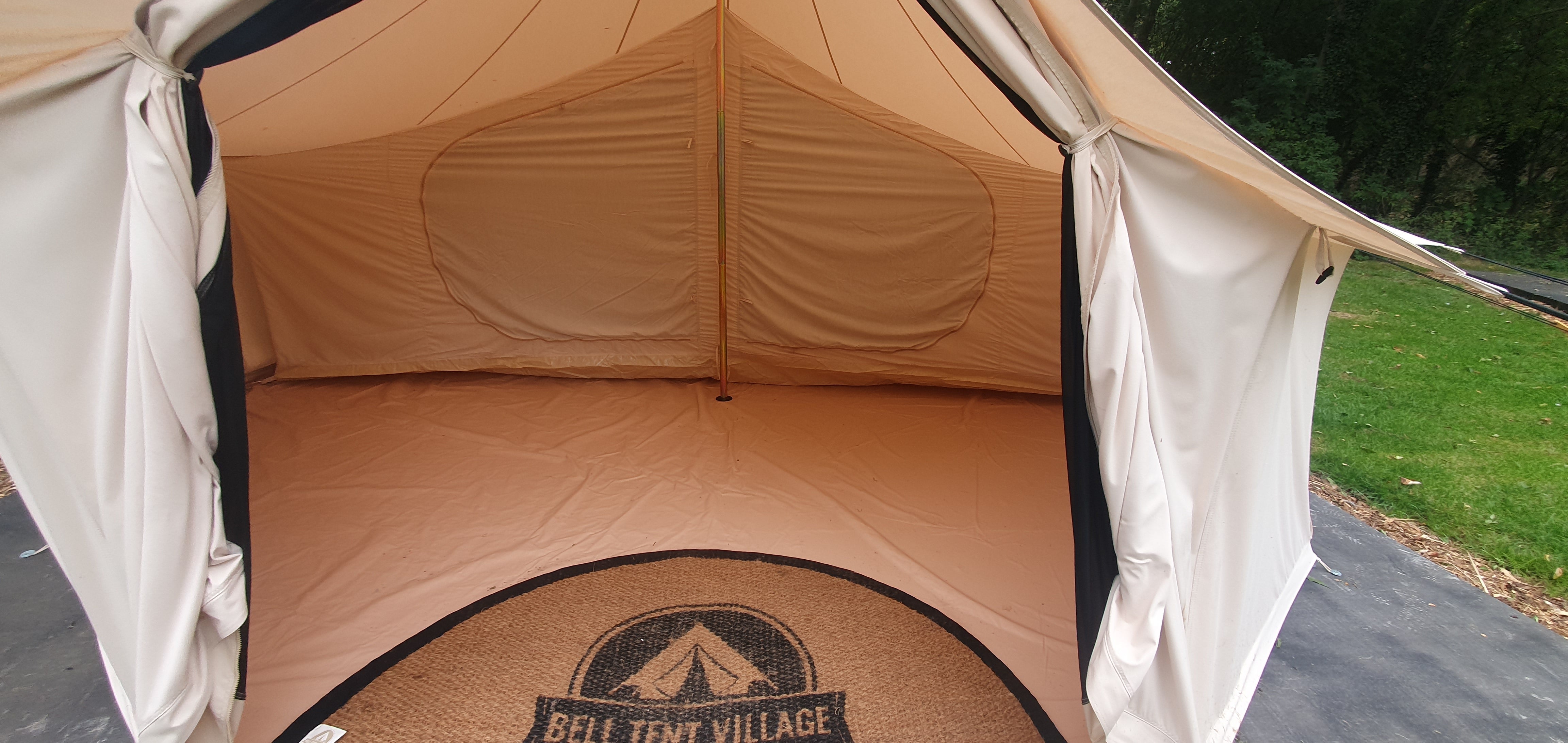 BTV 4 - 4m, 5m or 6m XL (1.2m High Walls) Water Resistant & Fire Retardant Cotton Canvas Bell Tent With Stove Hole (Single Door)