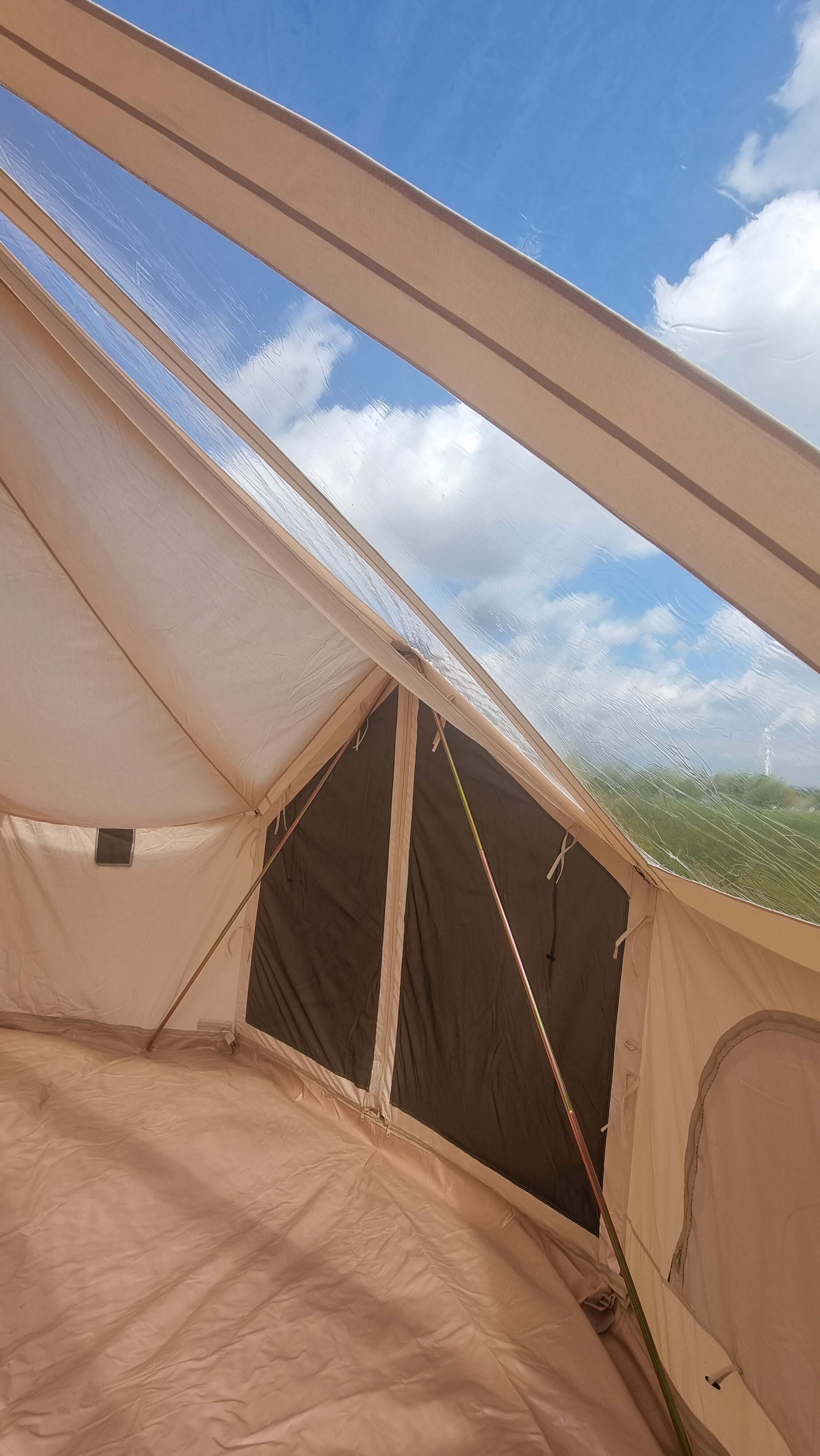 BTV 5 Skyview - 5m (Full PVC Light Roof) XL (1.2m High Walls) Water Resistant Cotton Canvas Bell Tent