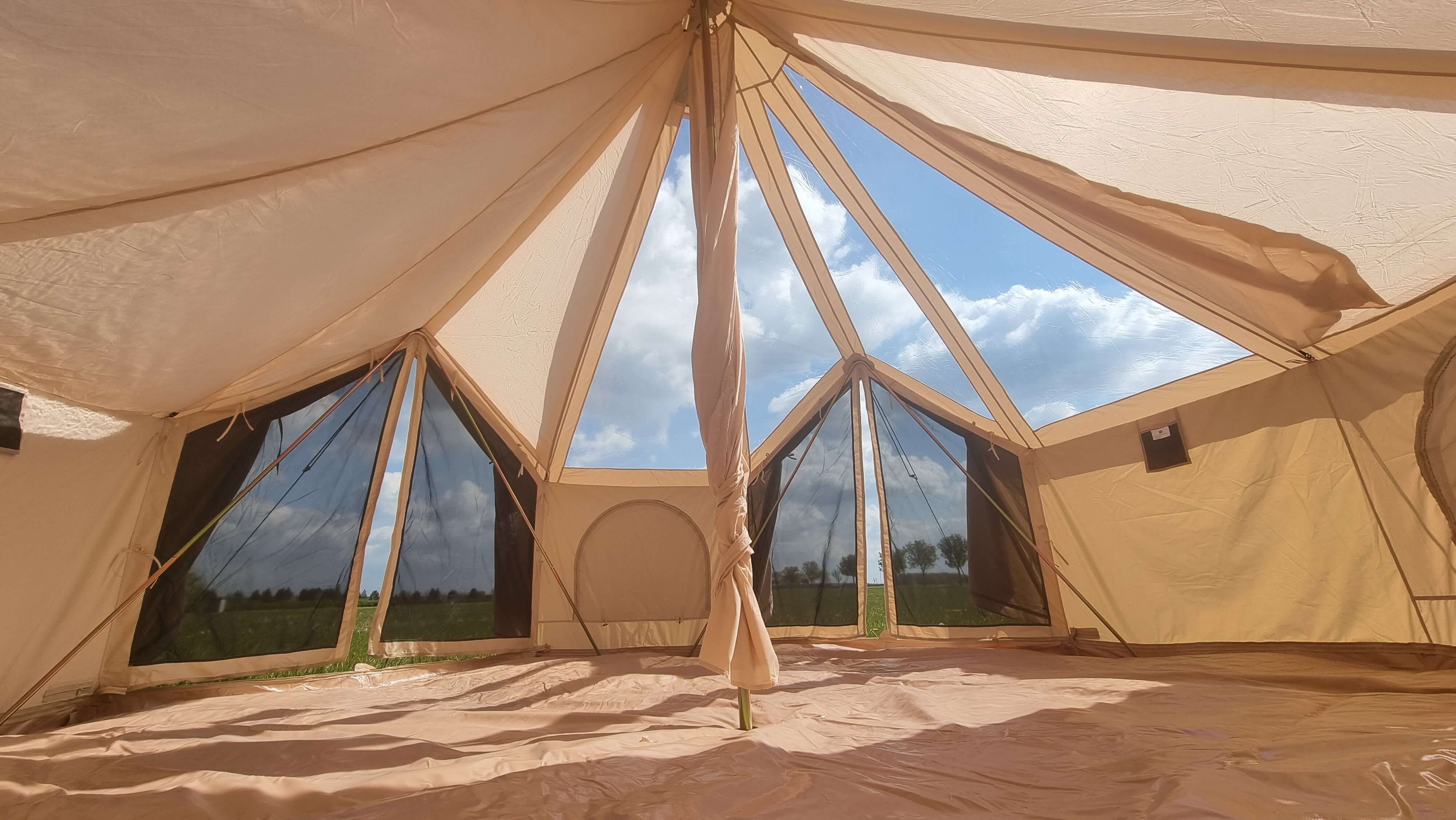 BTV 5 Skyview - 5m (Full PVC Light Roof) XL (1.2m High Walls) Water Resistant Cotton Canvas Bell Tent