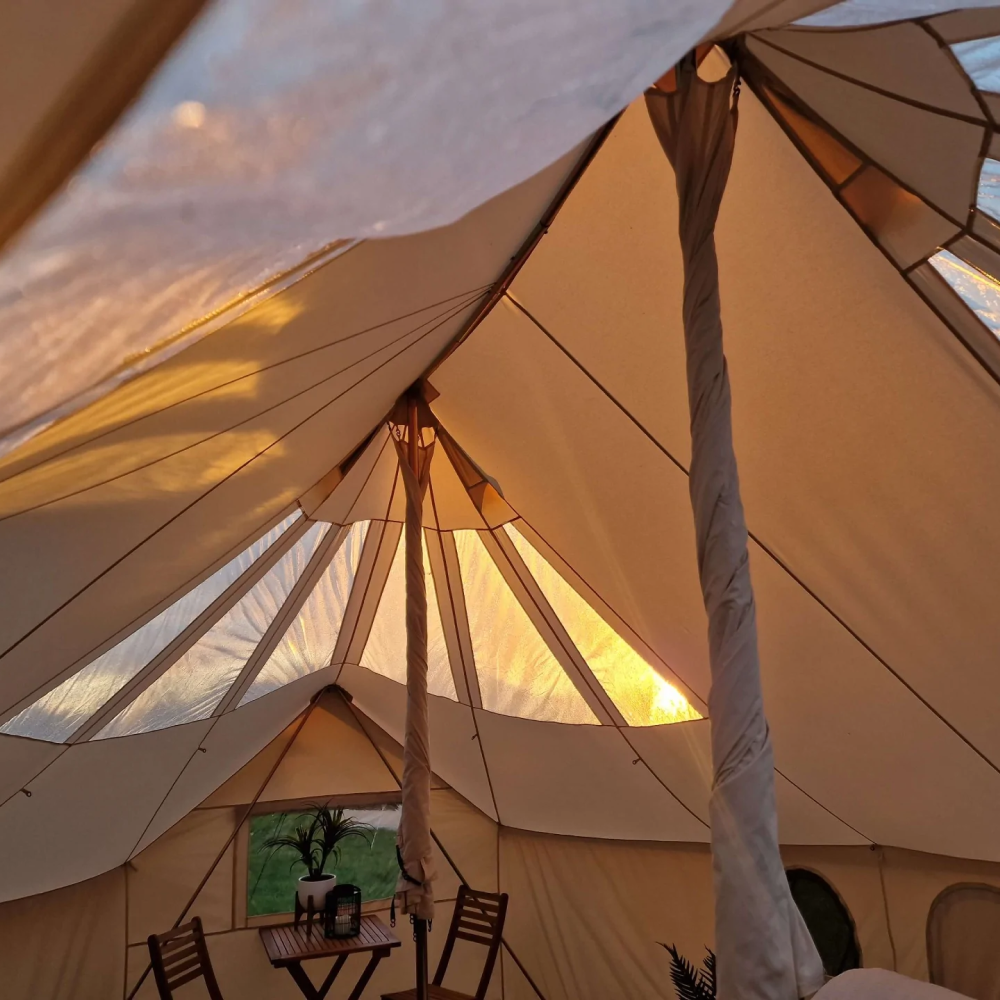 BTV 7 Emperor Skylight - 6m (Part PVC Light Roof) XL (1.2m High Walls) Bell Tent with Stove Hole