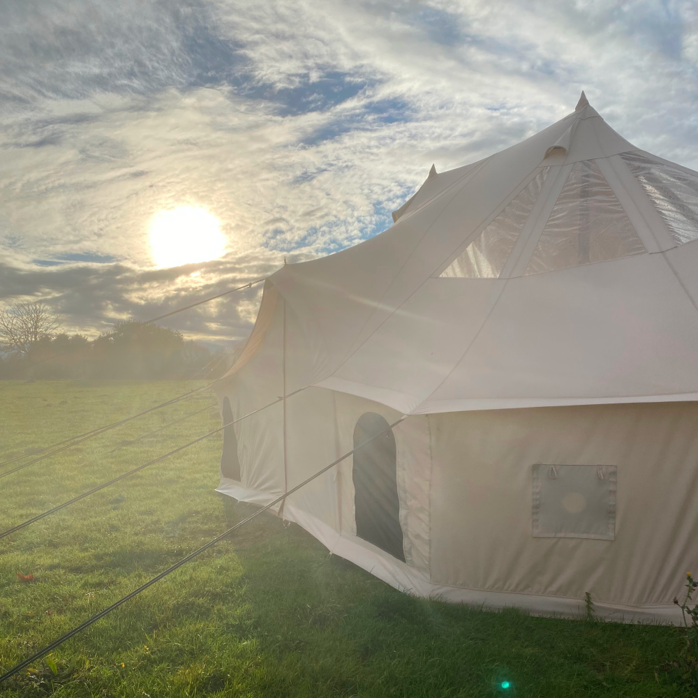 BTV 7 Emperor Skylight - 6m (Part PVC Light Roof) XL (1.2m High Walls) Bell Tent with Stove Hole