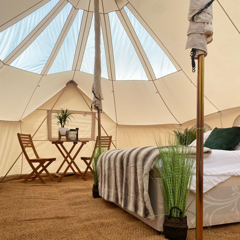 BTV 7 Emperor Skylight - 6m (Part PVC Light Roof) XL (1.2m High Walls) Bell Tent with Stove Hole