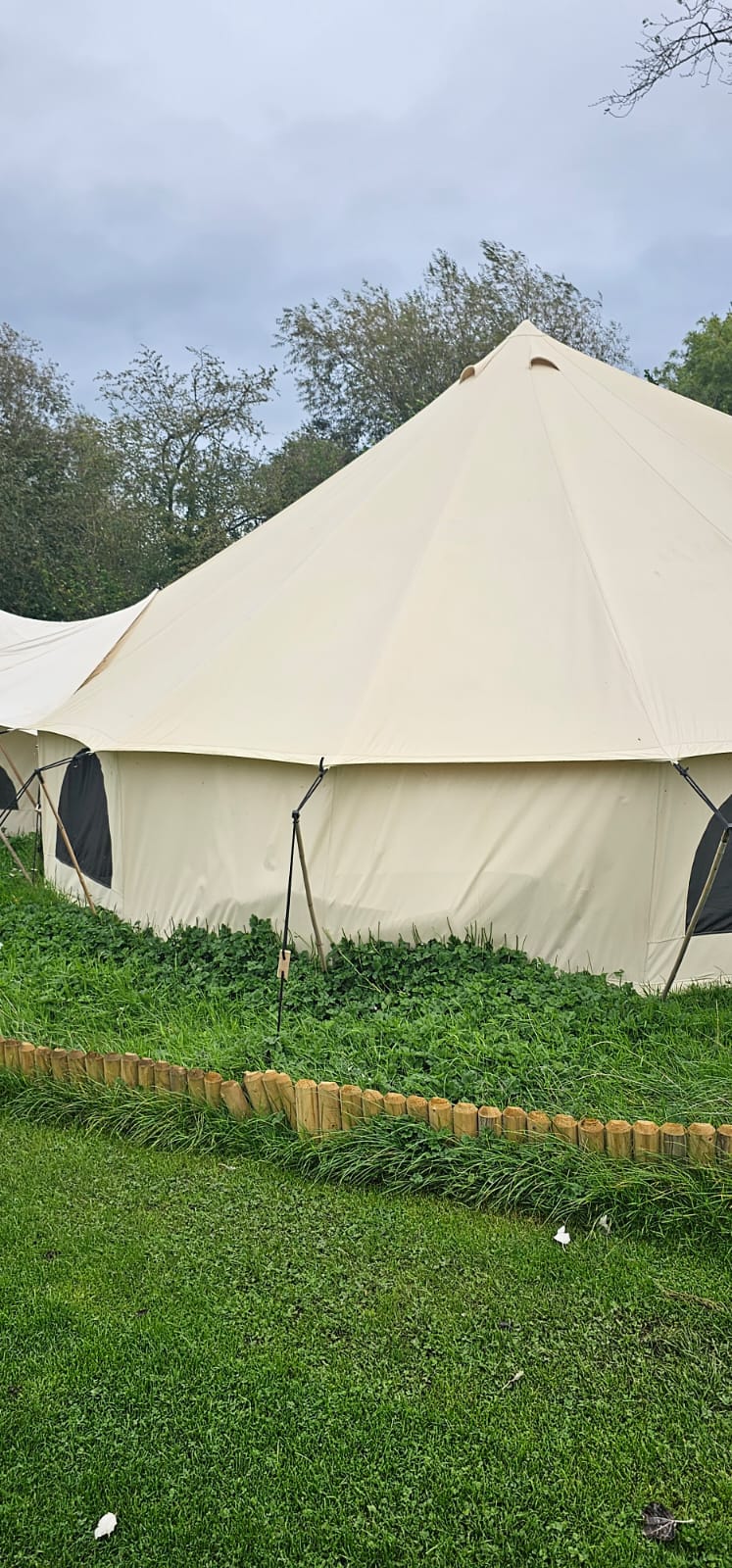 Used BTV 4 7m - 2-Door XL Water Resistant & Fire Retardant Cotton Canvas Bell Tent With Stove Hole - Grade A (light soiling / NO rips or tears)