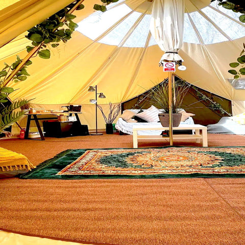 BTV 6 Skylight - 6m (Half PVC Light Roof) XL (1.2m High Walls) Water Resistant Cotton Canvas Bell Tent with Stove Hole