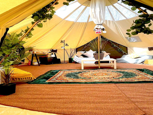 BTV 6 Skylight - 6m (Half PVC Light Roof) XL (1.2m High Walls) Water Resistant Cotton Canvas Bell Tent with Stove Hole