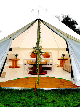 BTV 4 - XL (1.2m High Walls) Water Resistant & Fire Retardant Cotton Canvas Bell Tent With Stove Hole (Double Door)