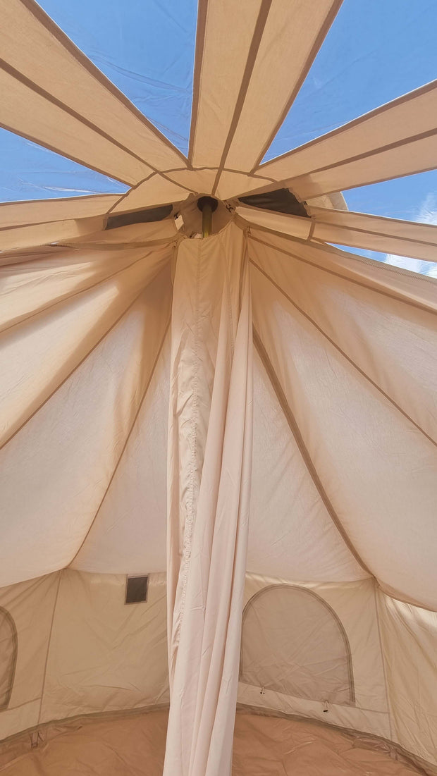 BTV 5 Skyview - 5m (Full PVC Light Roof) XL (1.2m High Walls) Water Resistant Cotton Canvas Bell Tent