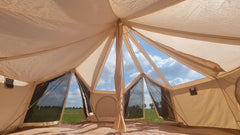 School Classroom Bundle - 5m Skyview XL Bell Tent + 5m Groundsheet, 4x2m Canopy & 5m Full Moon Coir