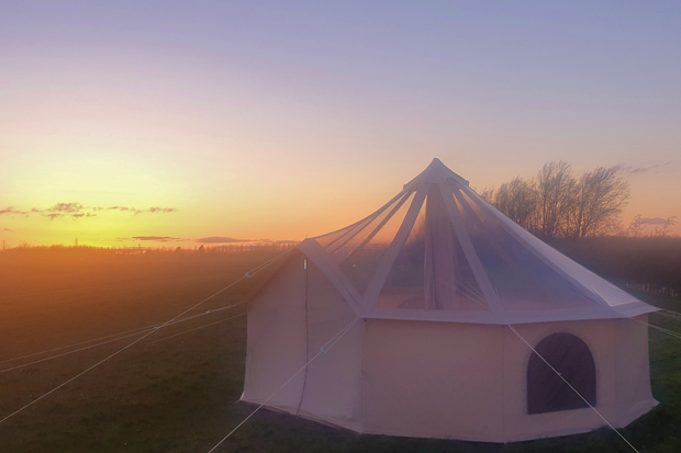 BTV 5 Skyview - 5m (Full PVC Light Roof) XL (1.2m High Walls) Water Resistant Cotton Canvas Bell Tent