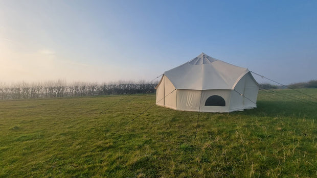 Grade C - BTV 6 Skylight - 6m (Half PVC Light Roof) XL (1.2m High Walls) Water Resistant Cotton Canvas Bell Tent with Stove Hole