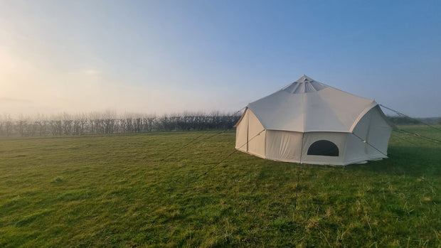 BTV 6 Skylight - 6m (Half PVC Light Roof) XL (1.2m High Walls) Water Resistant Cotton Canvas Bell Tent with Stove Hole