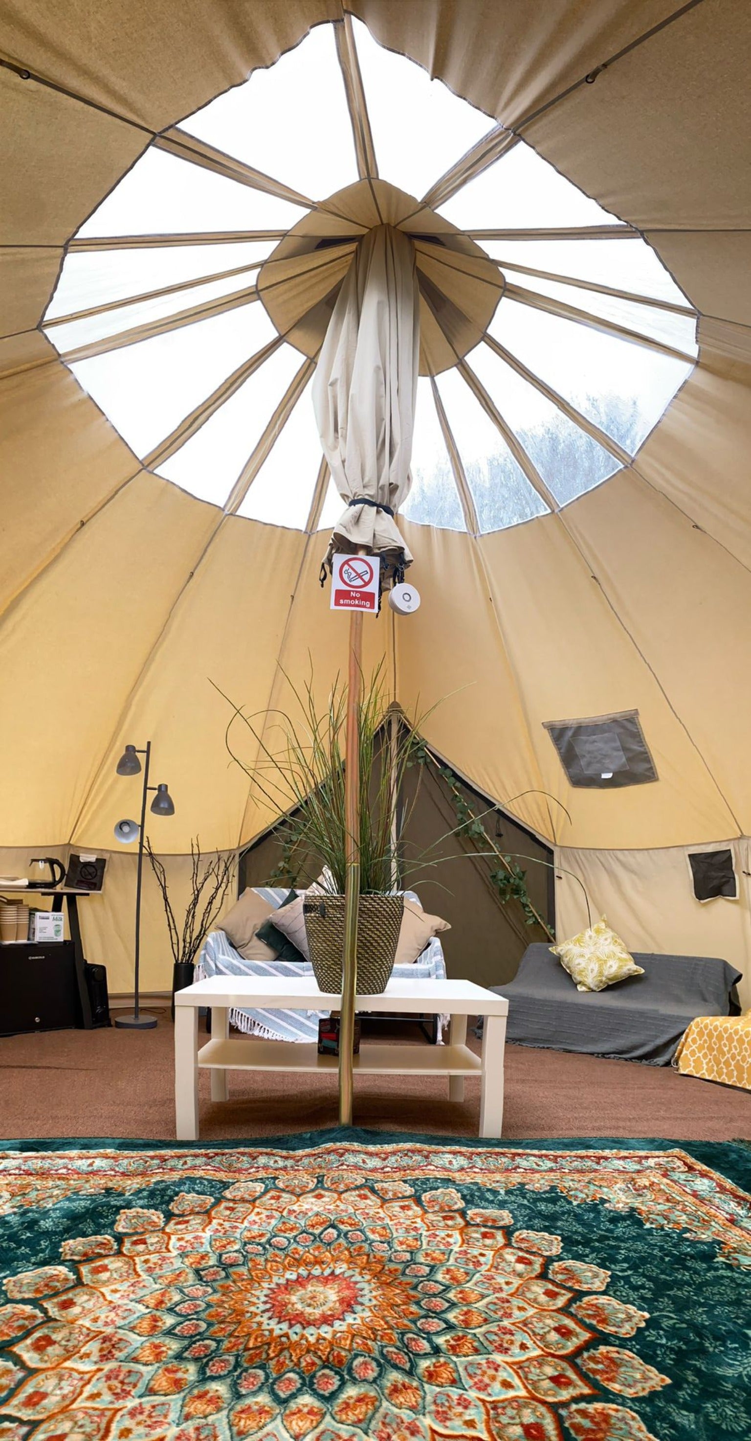 BTV 6 Skylight - 6m (Half PVC Light Roof) XL (1.2m High Walls) Water Resistant Cotton Canvas Bell Tent with Stove Hole