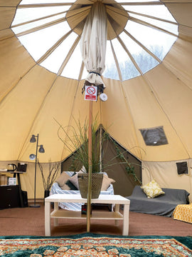BTV 6 Skylight - 6m (Half PVC Light Roof) XL (1.2m High Walls) Water Resistant Cotton Canvas Bell Tent with Stove Hole