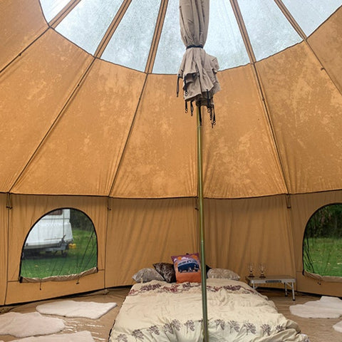 BTV 6 Skylight - 6m (Half PVC Light Roof) XL (1.2m High Walls) Water Resistant Cotton Canvas Bell Tent with Stove Hole