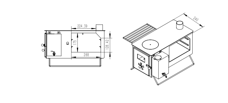 5K Outdoor Log Burner Wood Burning Stove Oven & Water Can